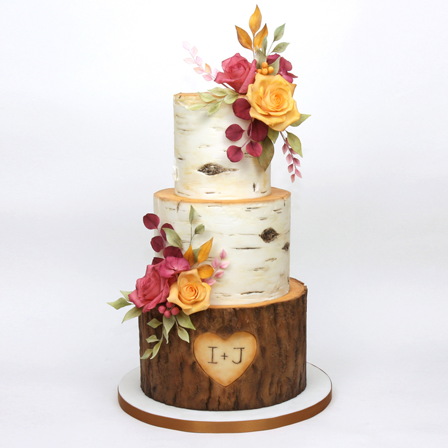 Autumnal birch tree cake