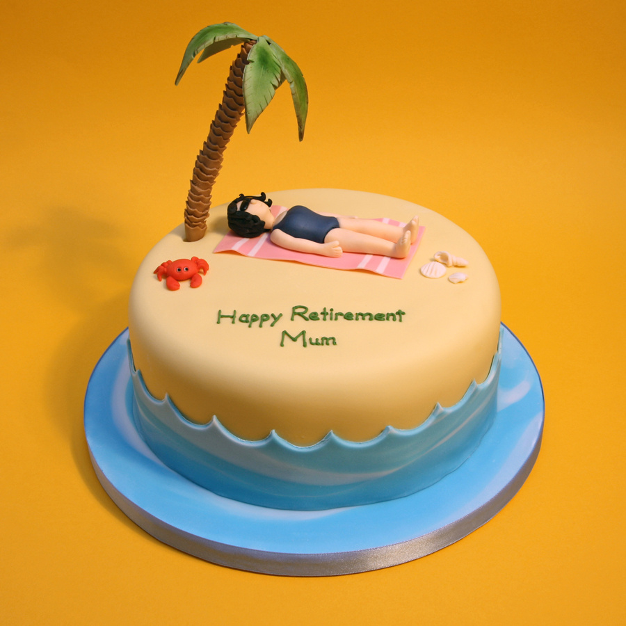 Beach retirement cake