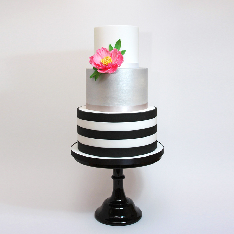 Black and white stripes cake