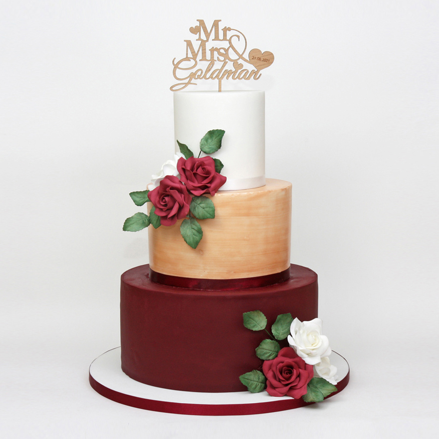 Burgundy and rose gold cake