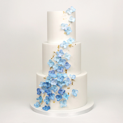 Cascading hydrangea cake