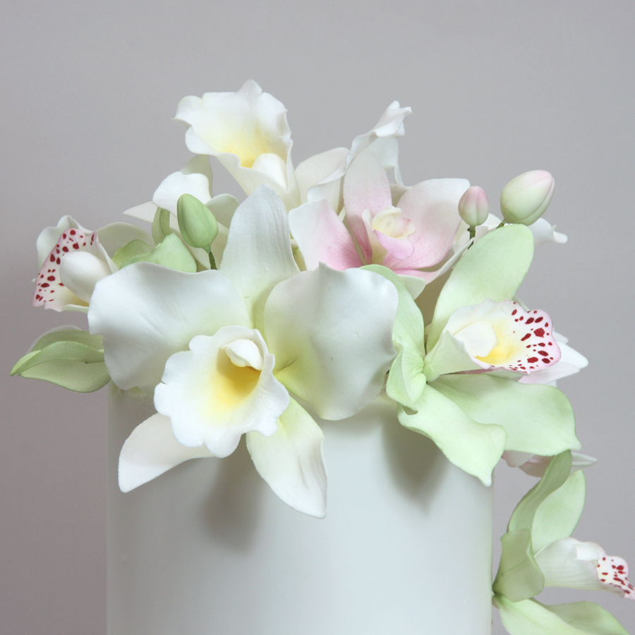 Cascading orchids cake