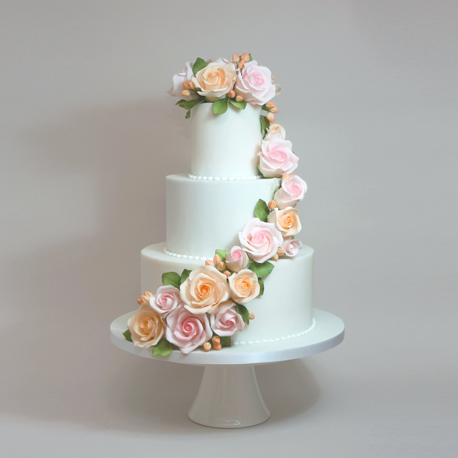 Cascading roses cake