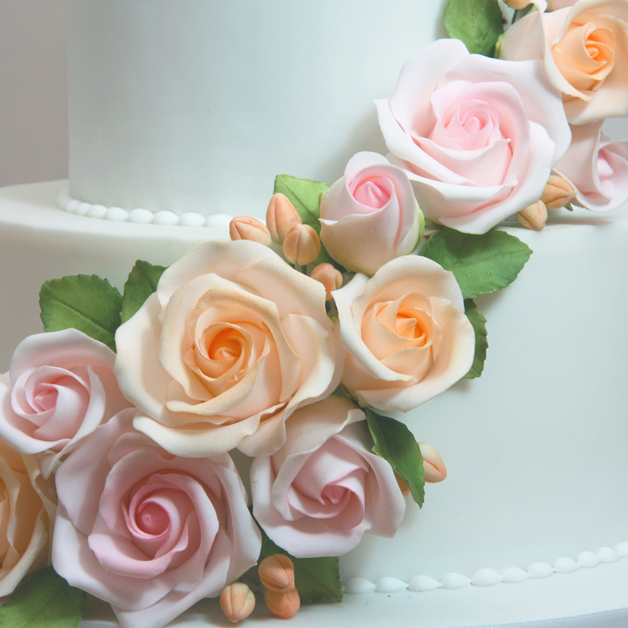 Cascading roses cake