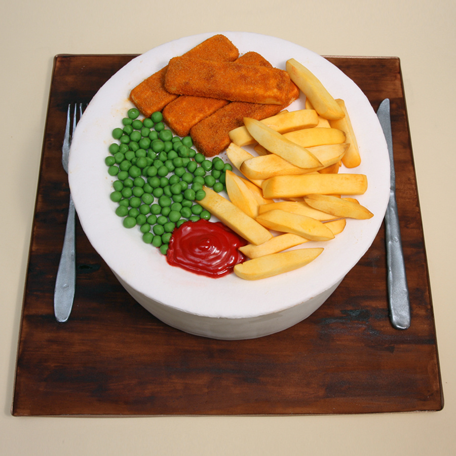 Fish finger and chips cake