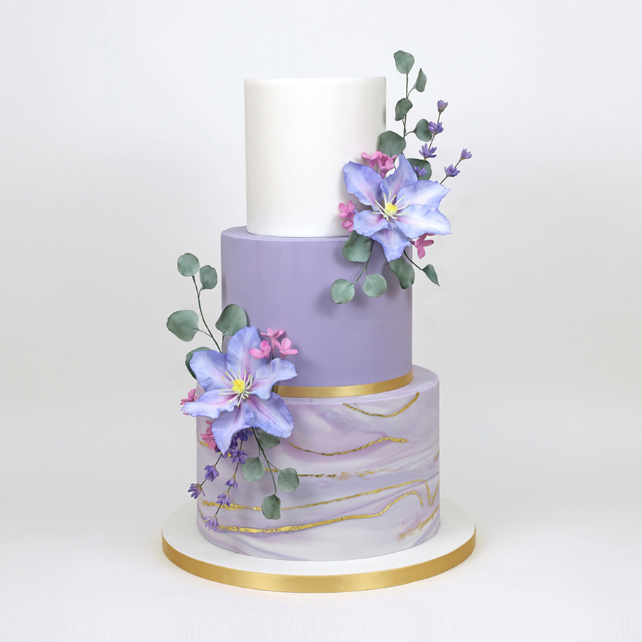 Lavender with gold accent cake