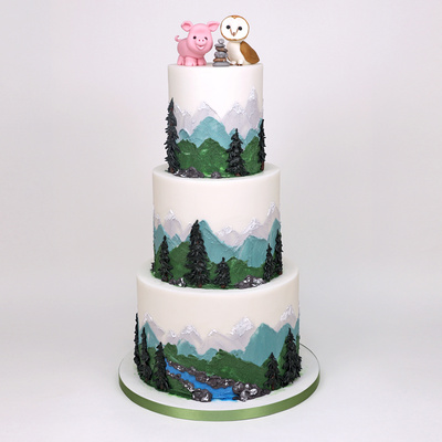 Mountain scene cake