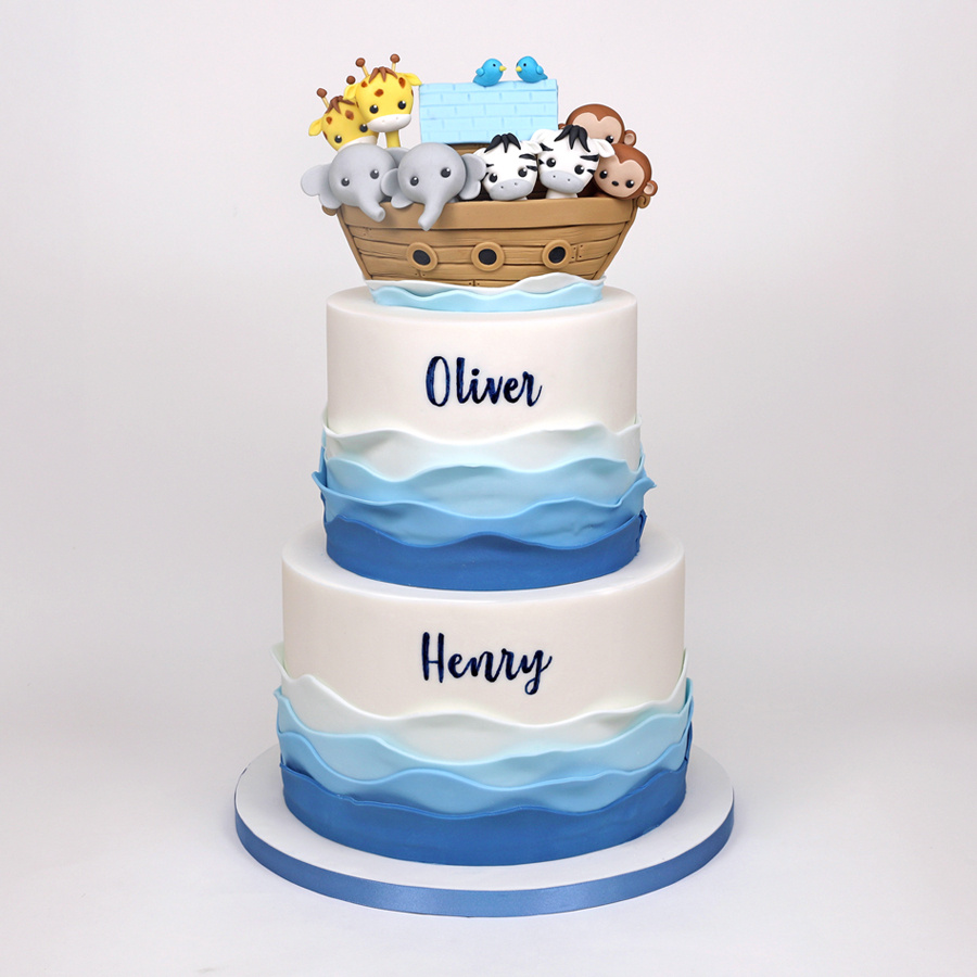 Noah's ark christening cake