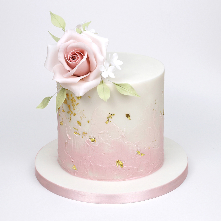 Pink ombre engagement cake