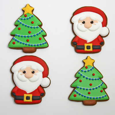 Santa and Christmas tree biscuits