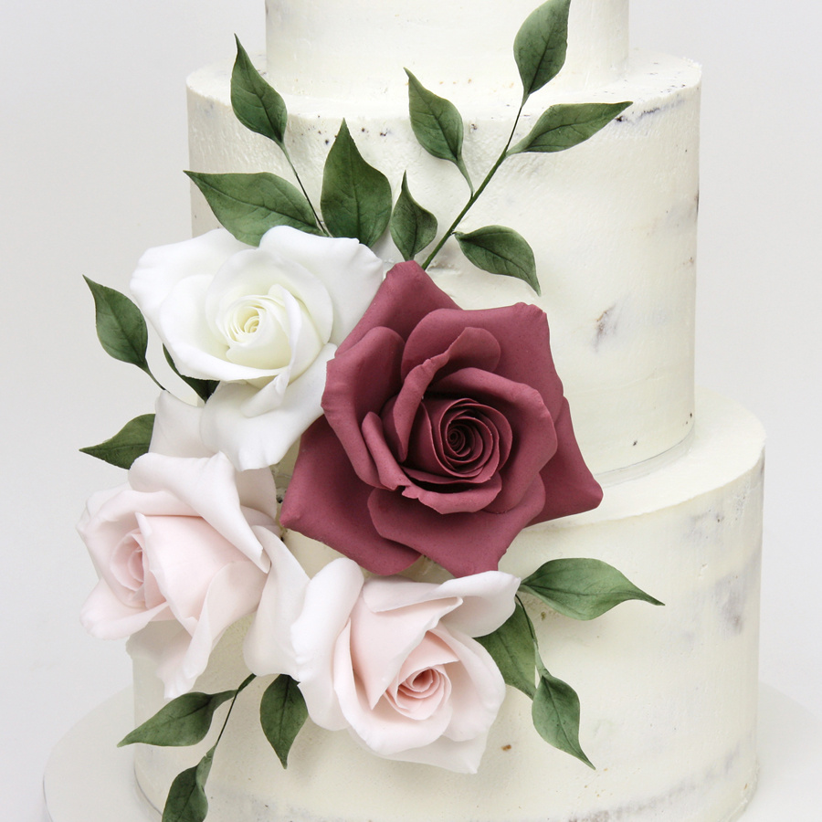 Semi-naked cake with roses