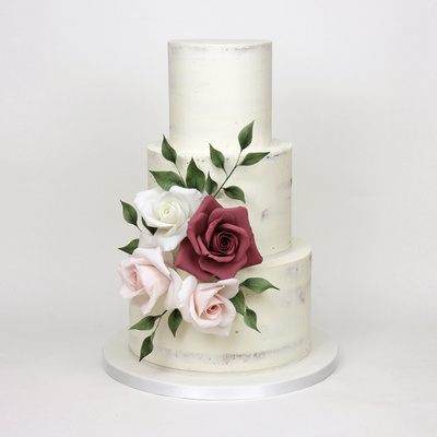 Semi-naked cake with roses