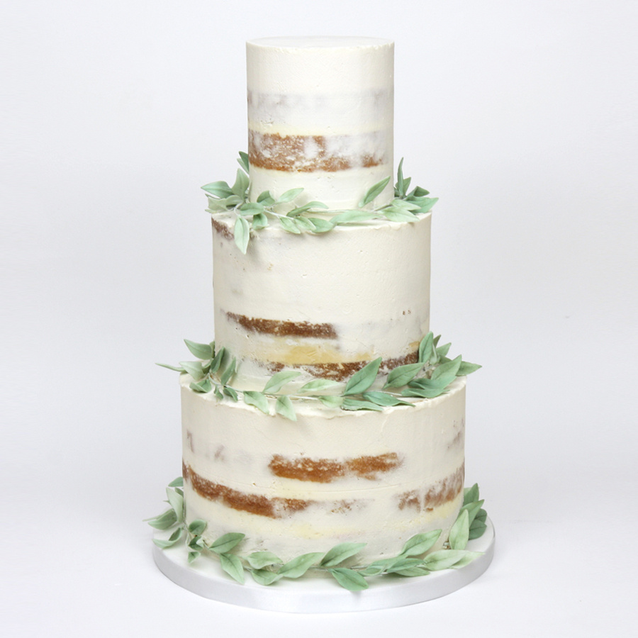 Semi-naked cake with rustic leaves