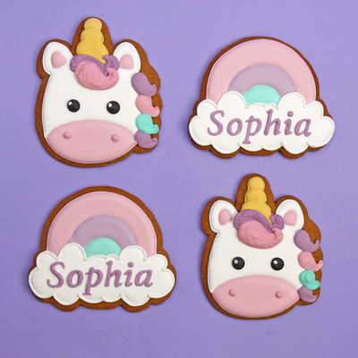 Unicorn and rainbow biscuits