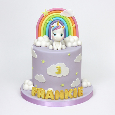 Unicorn and rainbow cake