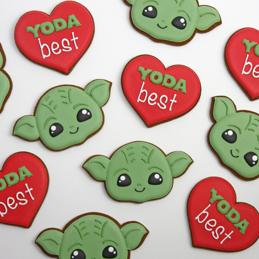 Valentine Yoda biscuits